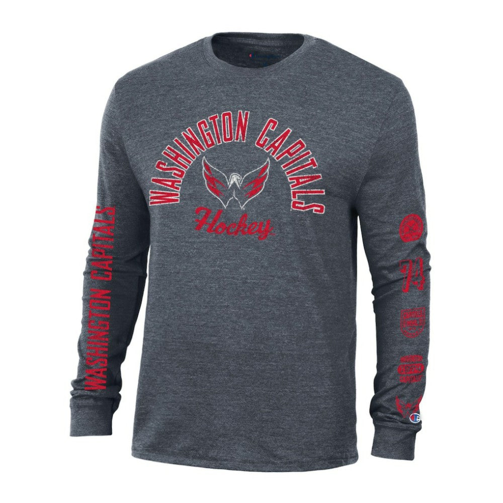NHL Washington Capitals Champion Multi-Logo Tri-Blend Long Sleeve T-Shirt - Heather Navy