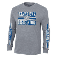 NHL Tampa Bay Lightning Champion Tri-Blend Dual-Stripe Long Sleeve T-Shirt - Heather Gray