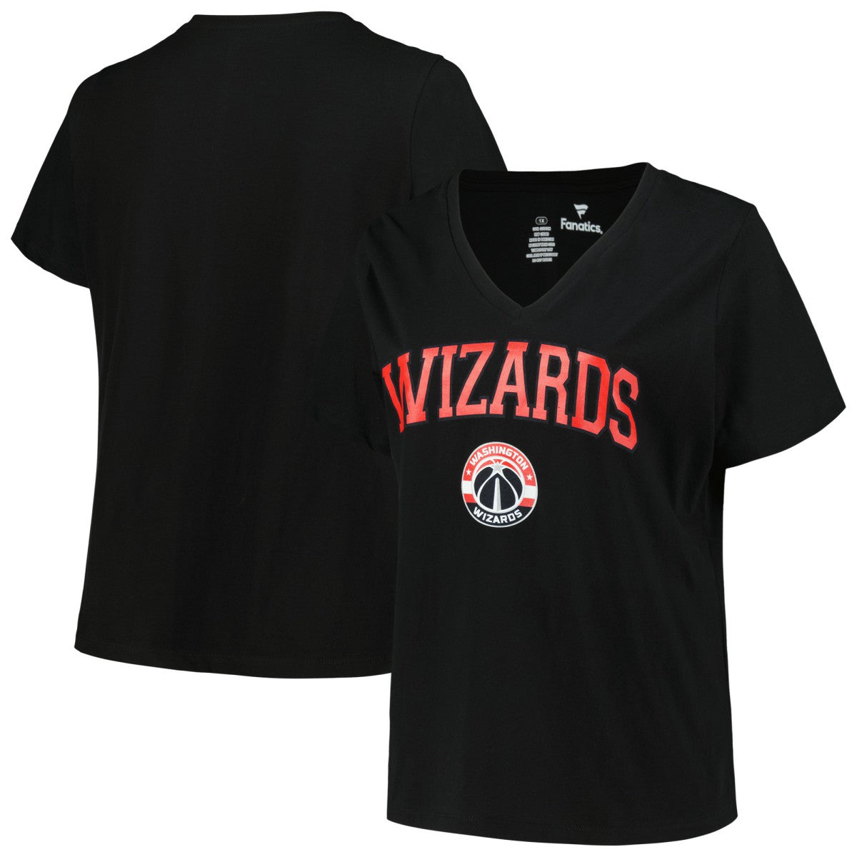 Washington Wizards Profile Women's Plus Size Arch Over Logo V-Neck T-Shirt Black