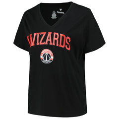 Washington Wizards Profile Women's Plus Size Arch Over Logo V-Neck T-Shirt Black