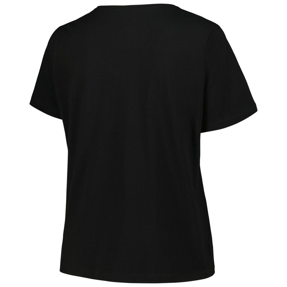Milwaukee Bucks Profile Women's Plus Size Arch Over Logo V-Neck T-Shirt Black