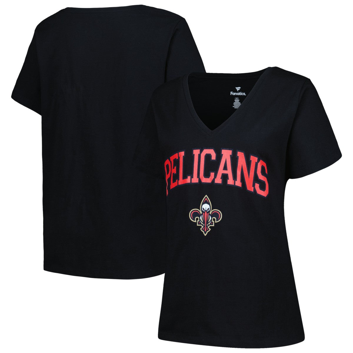 New Orleans Pelicans Profile Women's Plus Size Arch Over Logo V-Neck T-Shirt Black