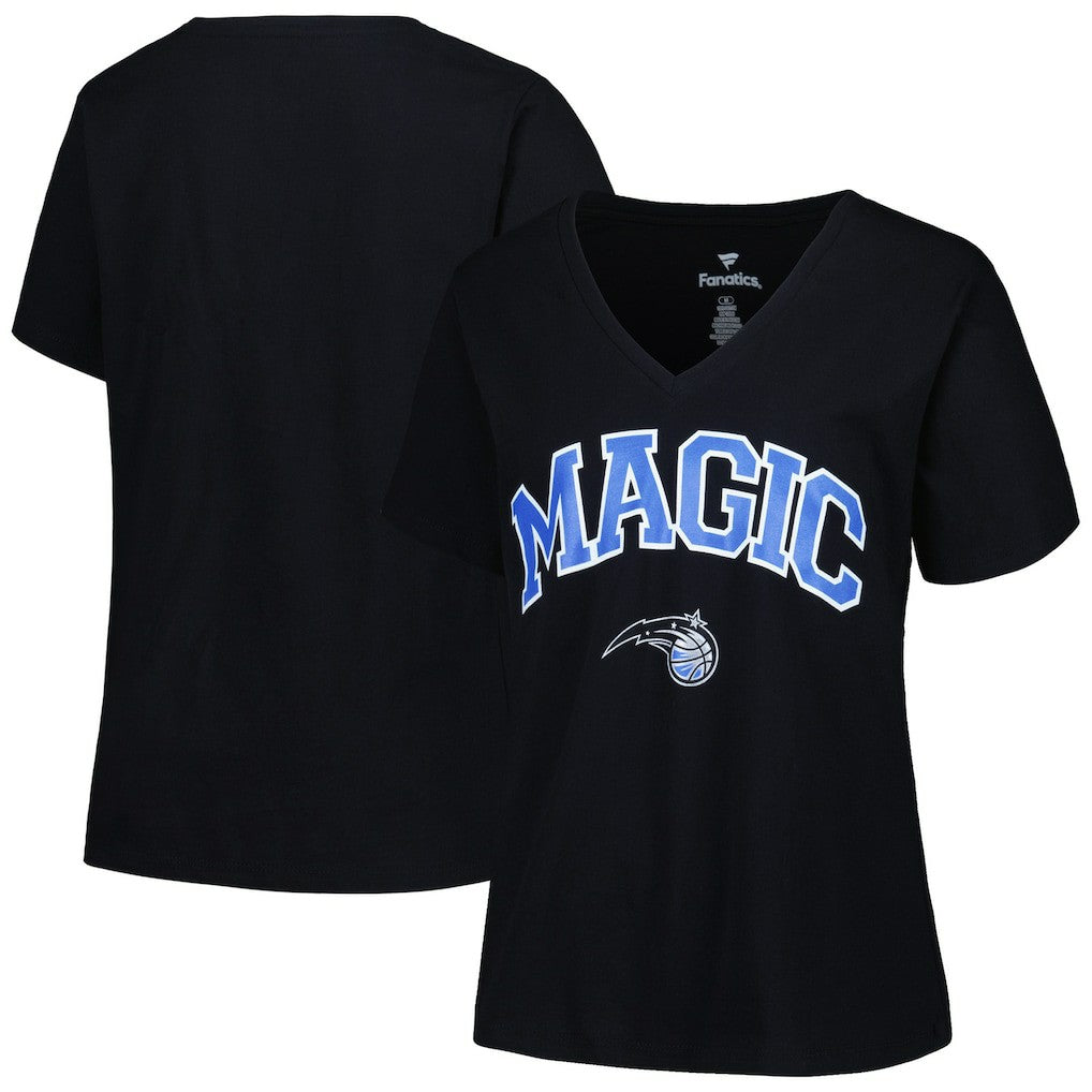 Orlando Magic Profile Women's Plus Size Arch Over Logo V-Neck T-Shirt Black