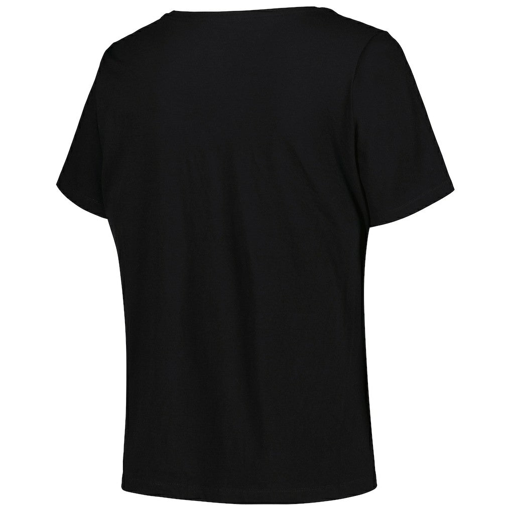 Golden State Warriors Profile Women's Plus Size Arch Over Logo V-Neck T-Shirt Black