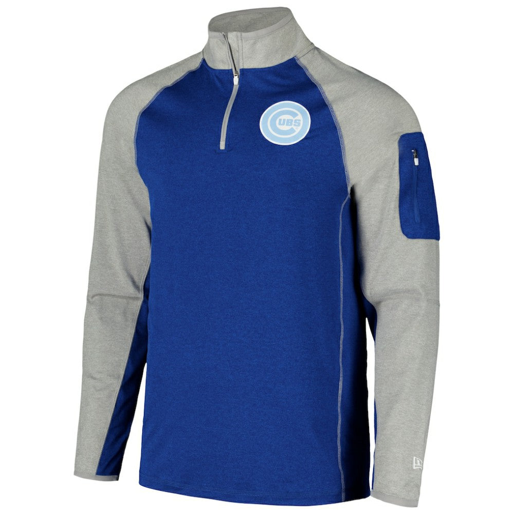 Chicago Cubs New Era Father's Day Raglan Quarter-Zip Top - Royal Tops