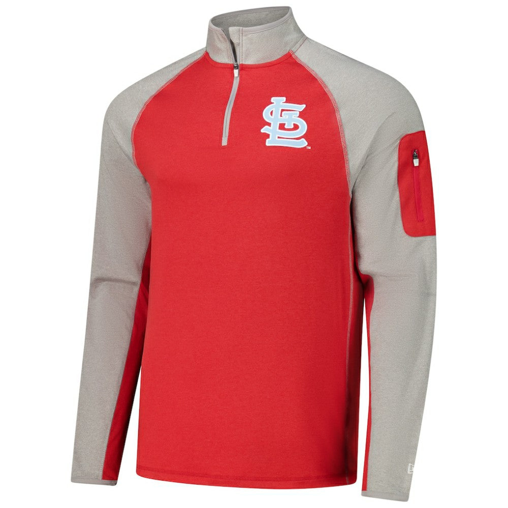 St. Louis Cardinals New Era Father's Day Raglan Quarter-Zip Top - Red Tops