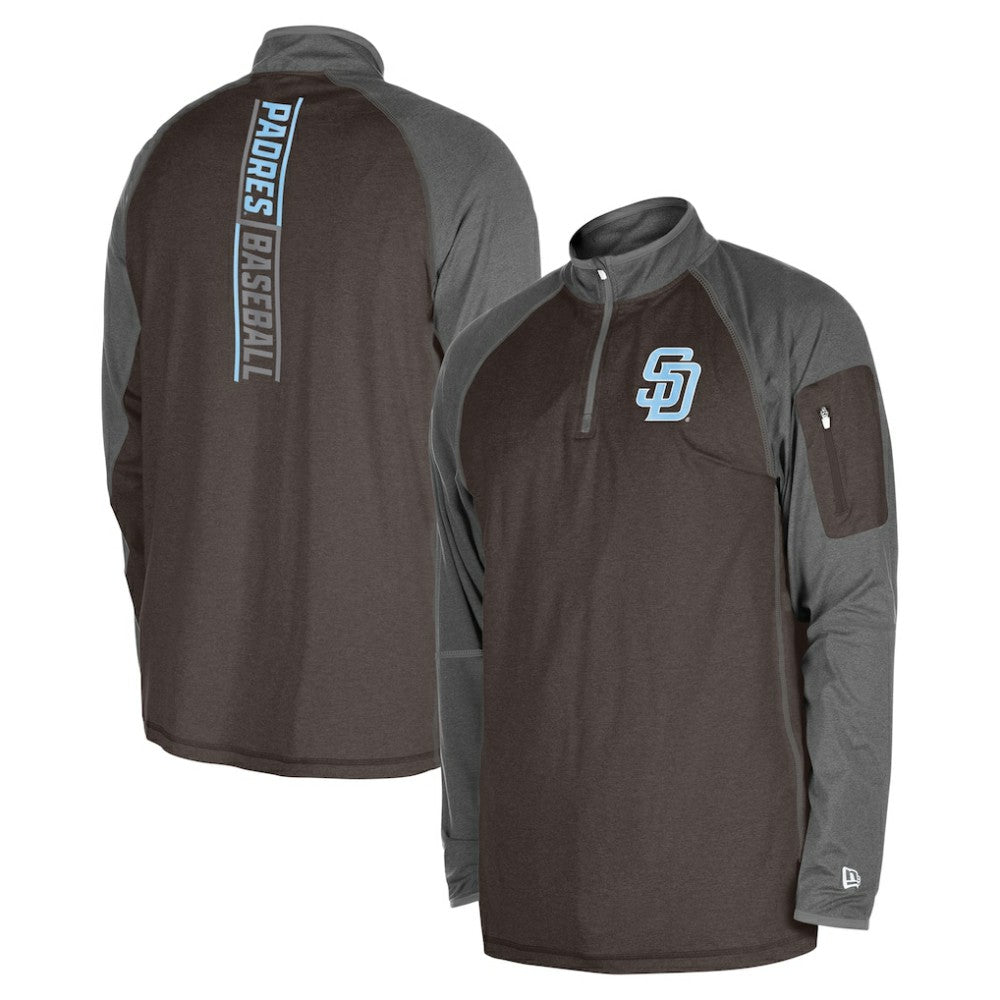 San Diego Padres New Era Father's Day Raglan Quarter-Zip Top - Brown Tops