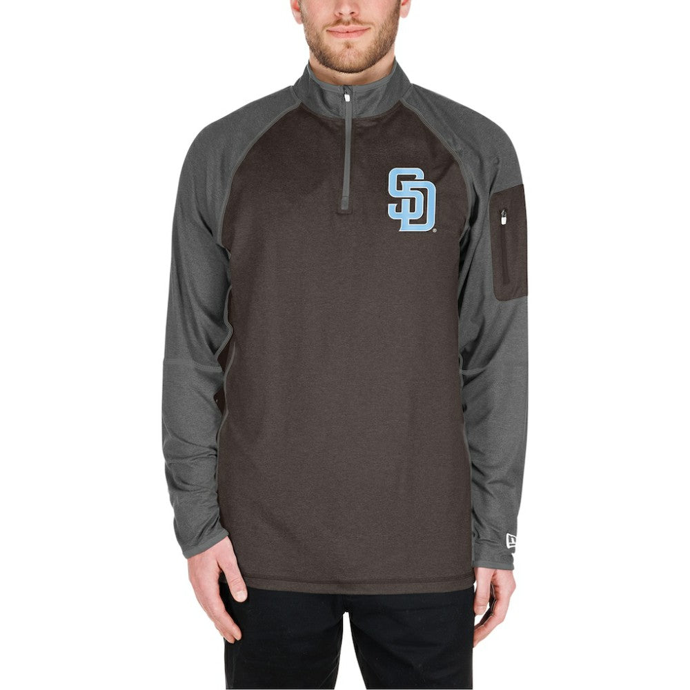 San Diego Padres New Era Father's Day Raglan Quarter-Zip Top - Brown Tops