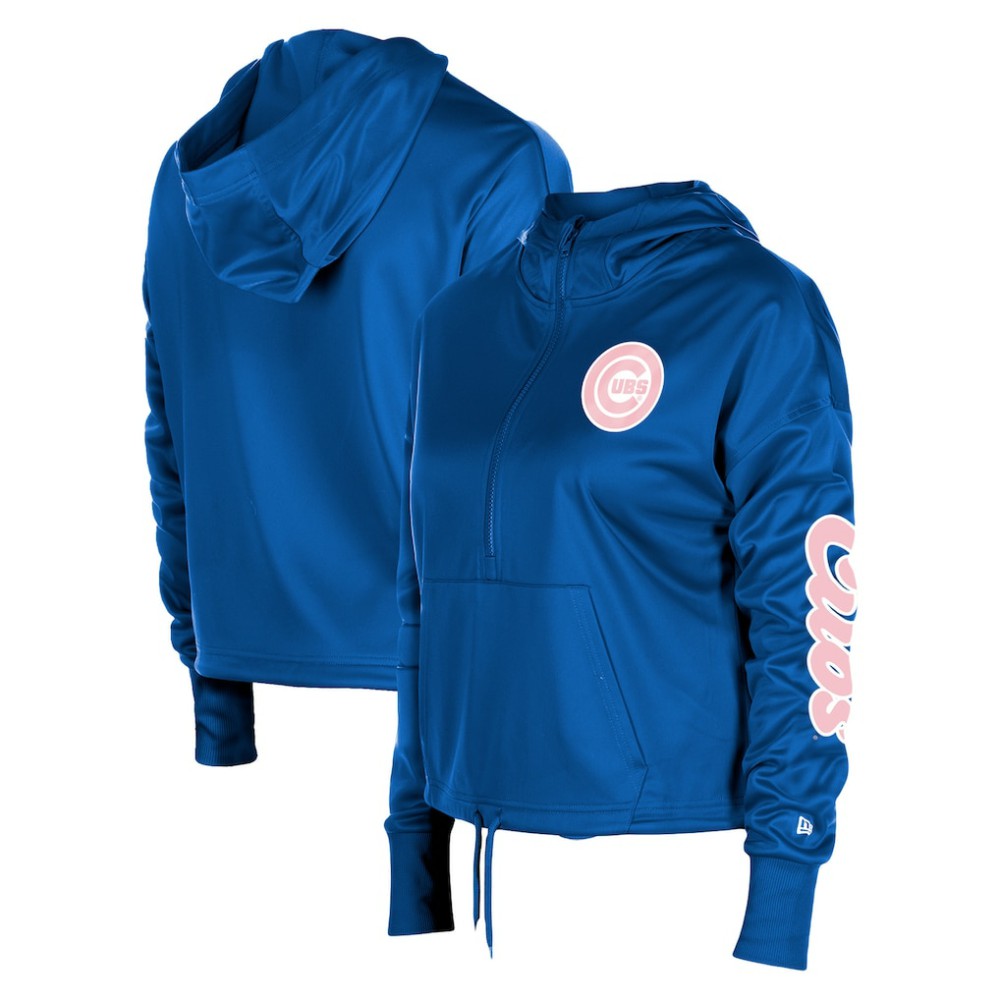 Chicago Cubs New Era Women's Half-Zip Hoodie - Royal Hoodies