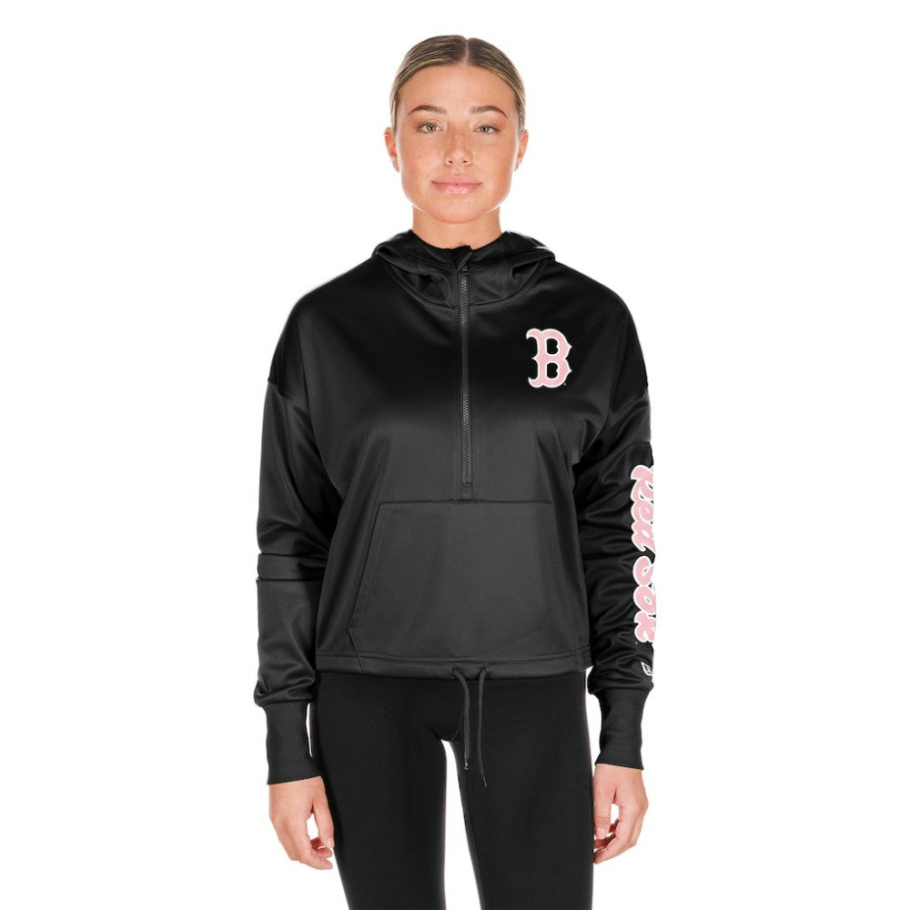 Boston Red Sox New Era Women's Half-Zip Hoodie - Black Hoodies