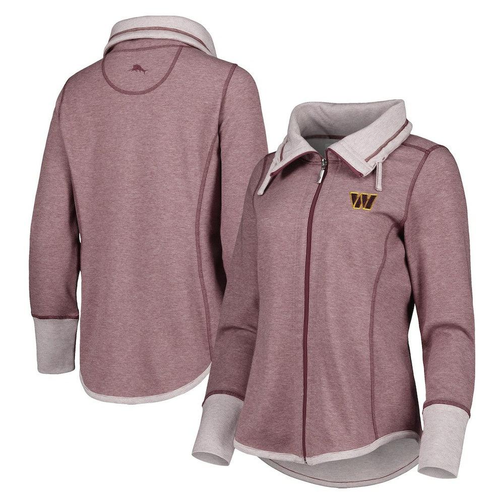 Washington Commanders Women's Sport Sun Fade Full-Zip Sweatshirt Burgundy