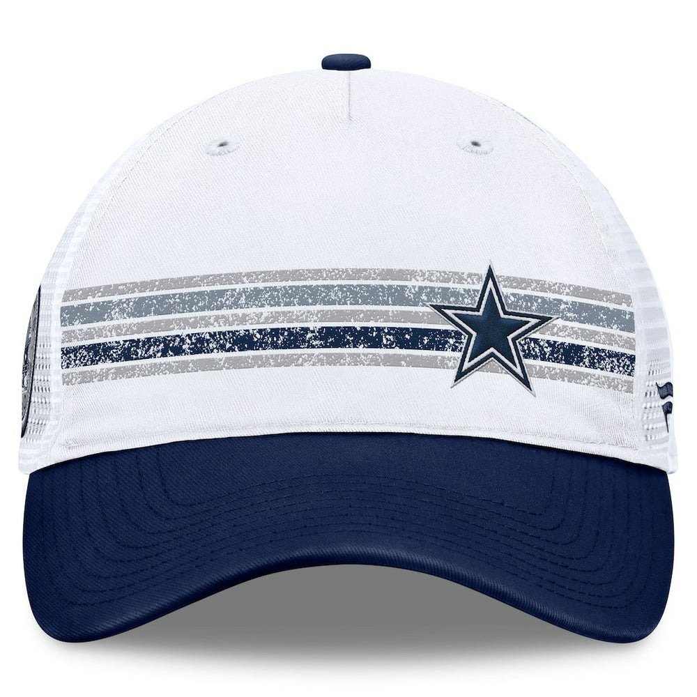 Dallas Cowboys Fundamentals Flawless Stripe Trucker Adjustable Hat White/Navy