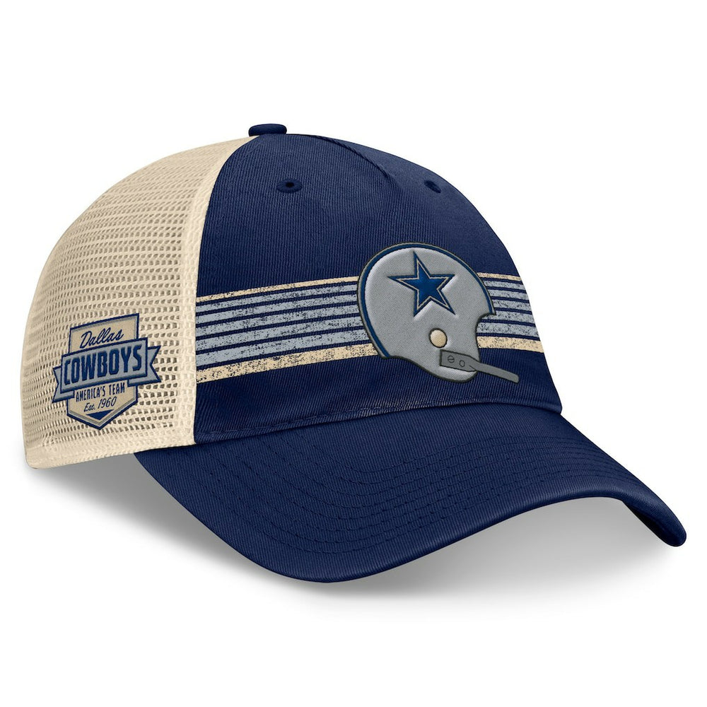 Dallas Cowboys Retro Fundamentals Stripes Trucker Adjustable Hat Navy/Natural