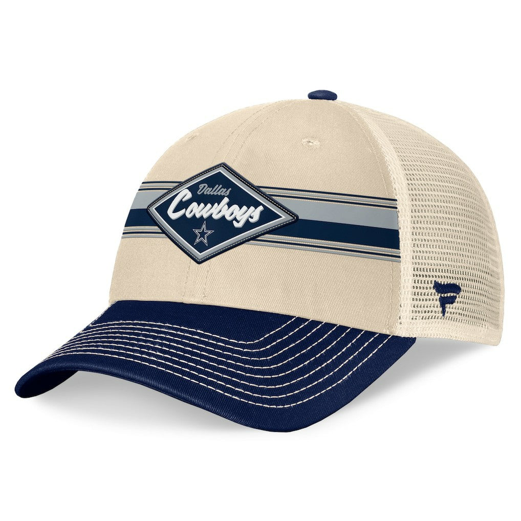 Dallas Cowboys Fundamentals Diamond Stripes Trucker Adjustable Hat Stone/Navy