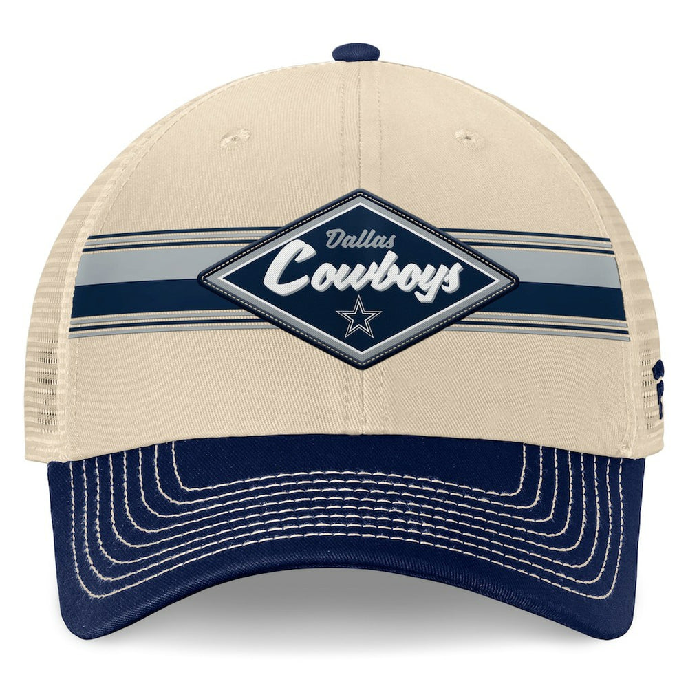 Dallas Cowboys Fundamentals Diamond Stripes Trucker Adjustable Hat Stone/Navy