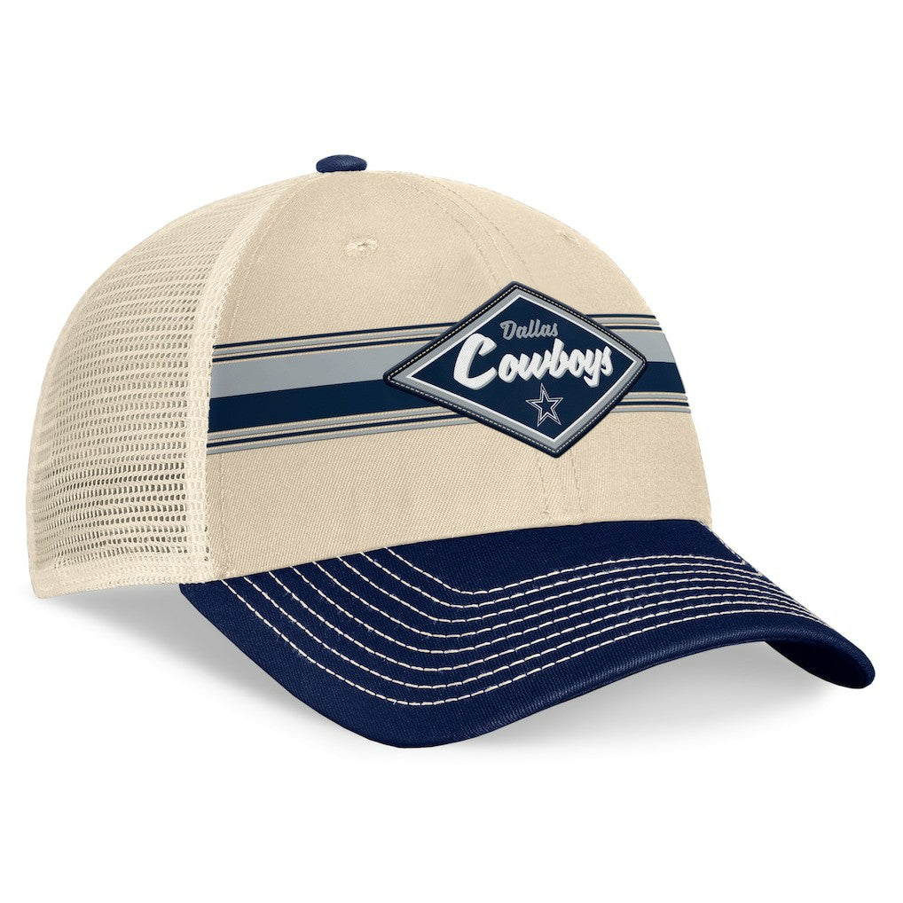 Dallas Cowboys Fundamentals Diamond Stripes Trucker Adjustable Hat Stone/Navy