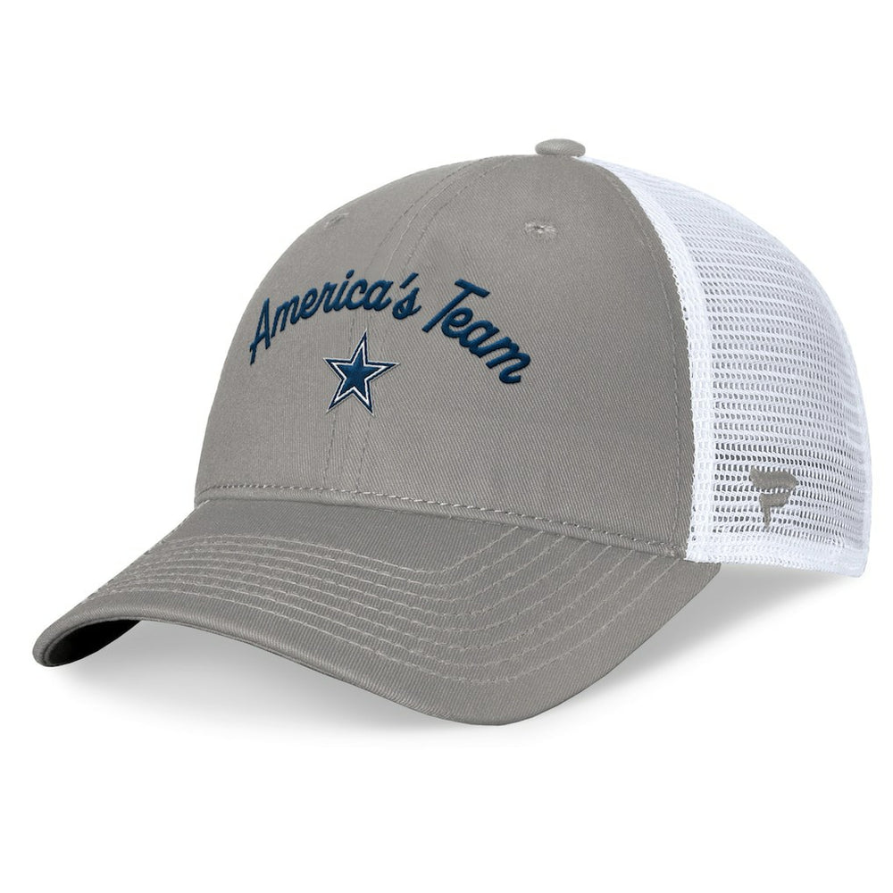 Dallas Cowboys Women's Fundamentals Slogan Trucker Adjustable Hat Gray/White