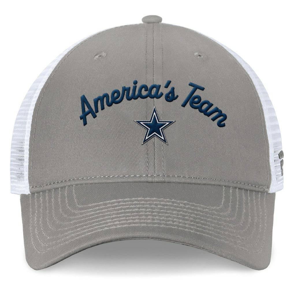 Dallas Cowboys Women's Fundamentals Slogan Trucker Adjustable Hat Gray/White