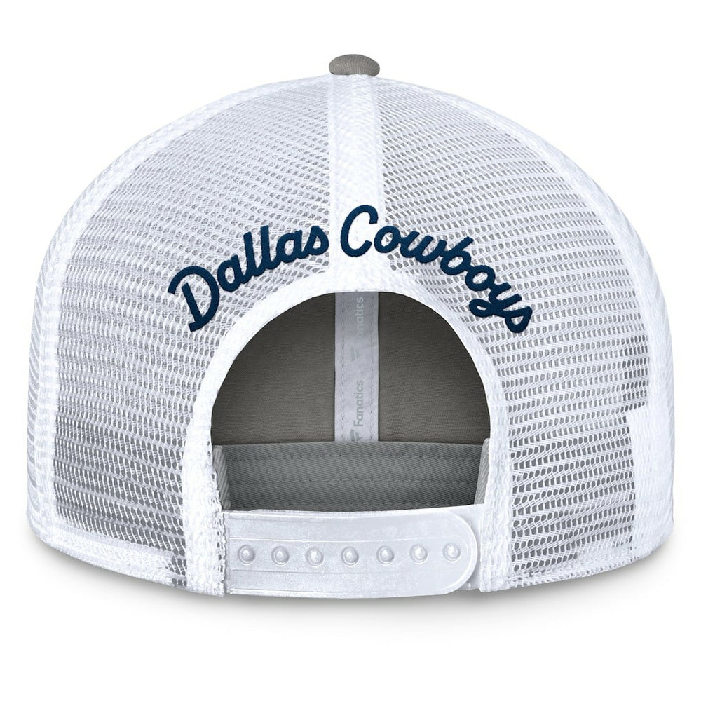 Dallas Cowboys Women's Fundamentals Slogan Trucker Adjustable Hat Gray/White