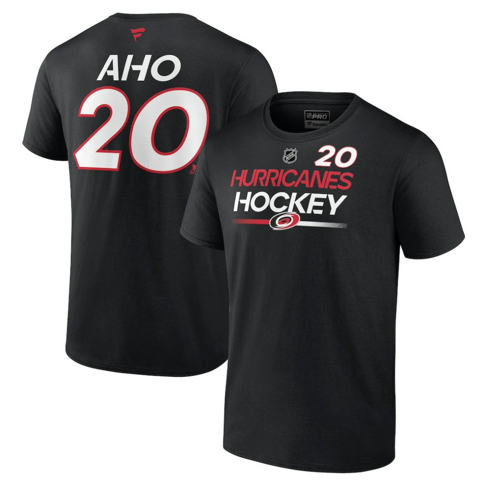 NHL Sebastian Aho Carolina Hurricanes Fanatics  Authentic Pro Prime Name & Number T-Shirt - Black