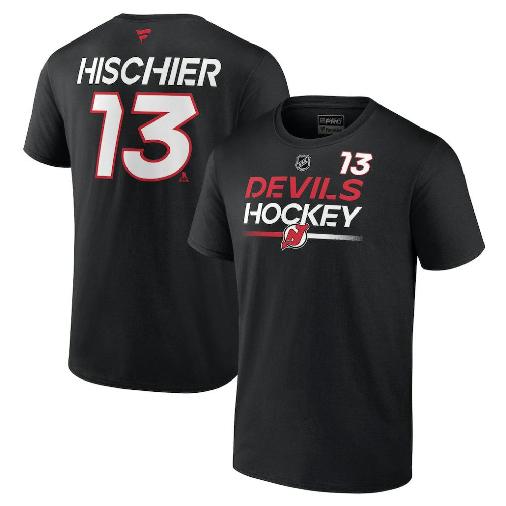 NHL Nico Hischier New Jersey Devils Fanatics  Authentic Pro Prime Name & Number T-Shirt - Black