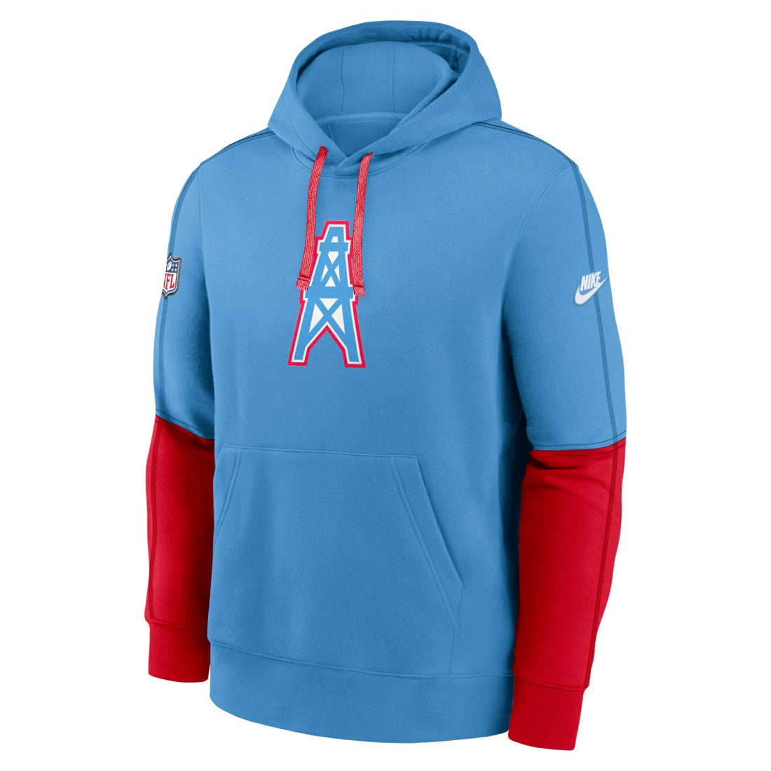 Tennessee Titans Oilers Throwback Alternate Logo Club Tri-Blend Pullover Hoodie Light Blue