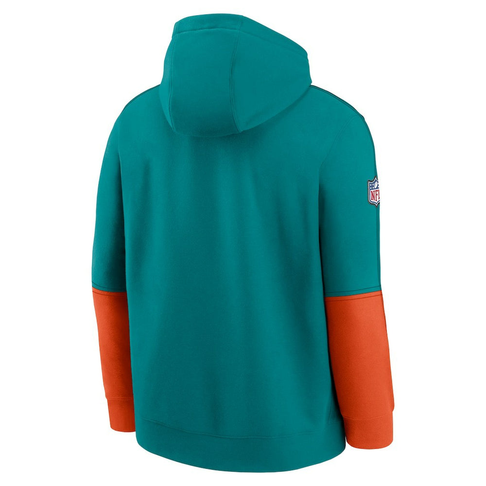 Miami Dolphins Throwback Logo Club Tri-Blend Pullover Hoodie Aqua