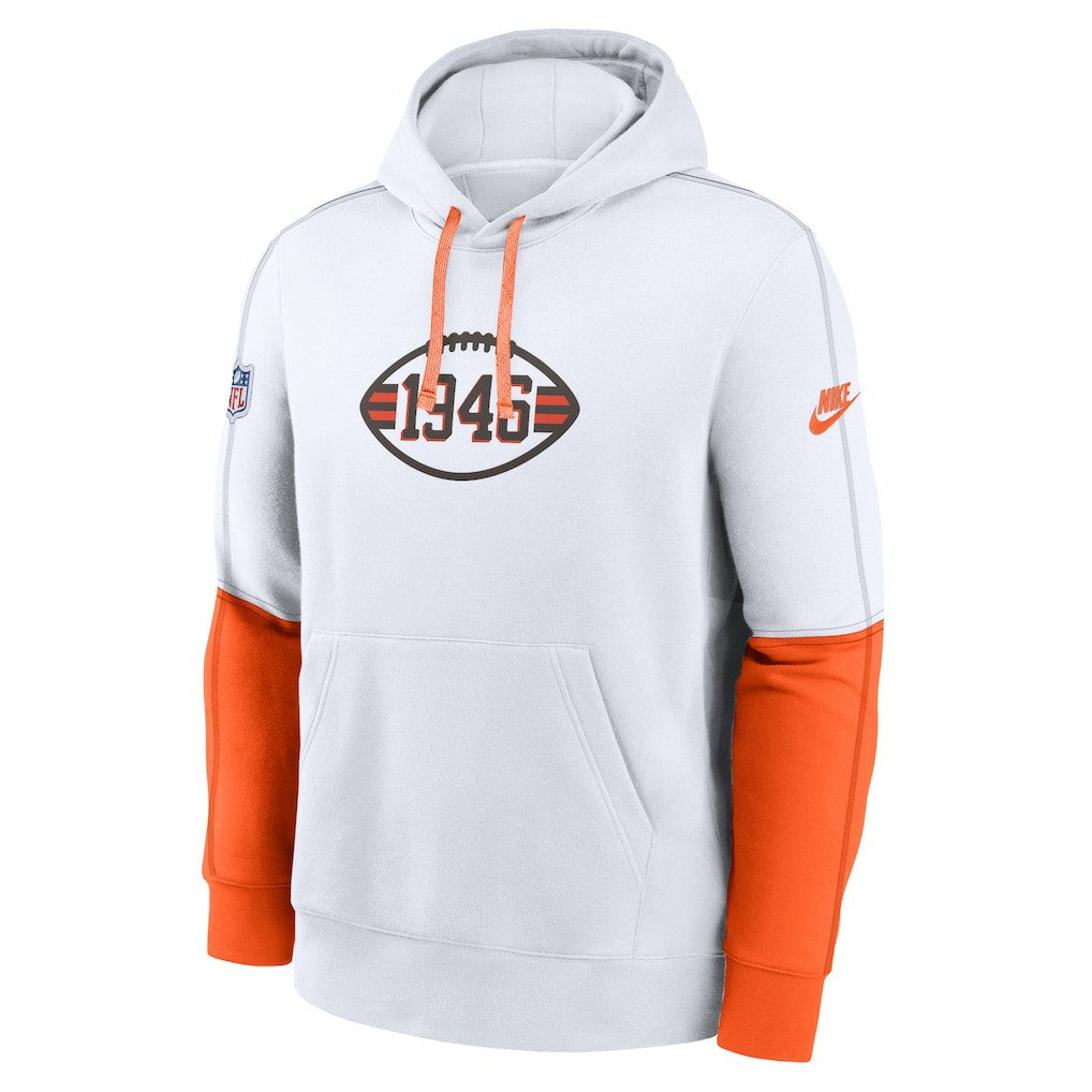 Cleveland Browns Throwback Logo Club Tri-Blend Pullover Hoodie White