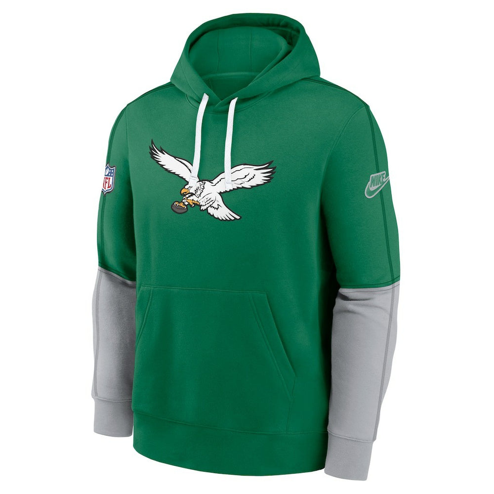 Philadelphia Eagles Throwback Logo Club Tri-Blend Pullover Hoodie Kelly Green