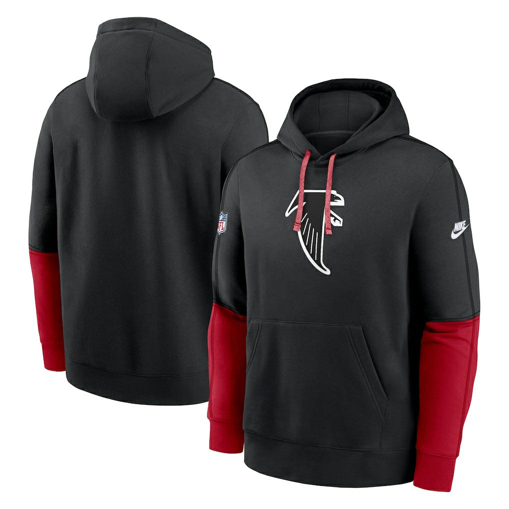 Atlanta Falcons Throwback Logo Club Tri-Blend Pullover Hoodie Black