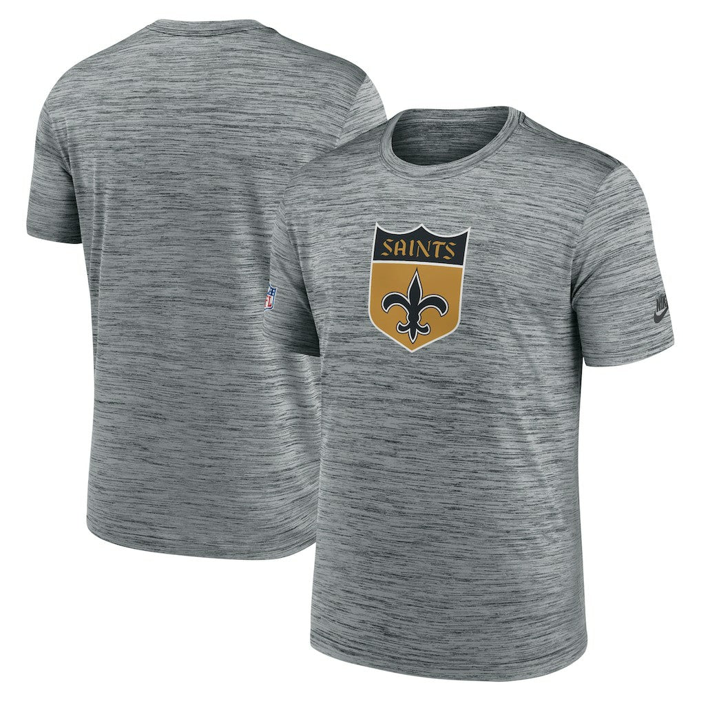 New Orleans Saints Sideline Velocity Throwback Logo Dri-FIT T-Shirt Gray