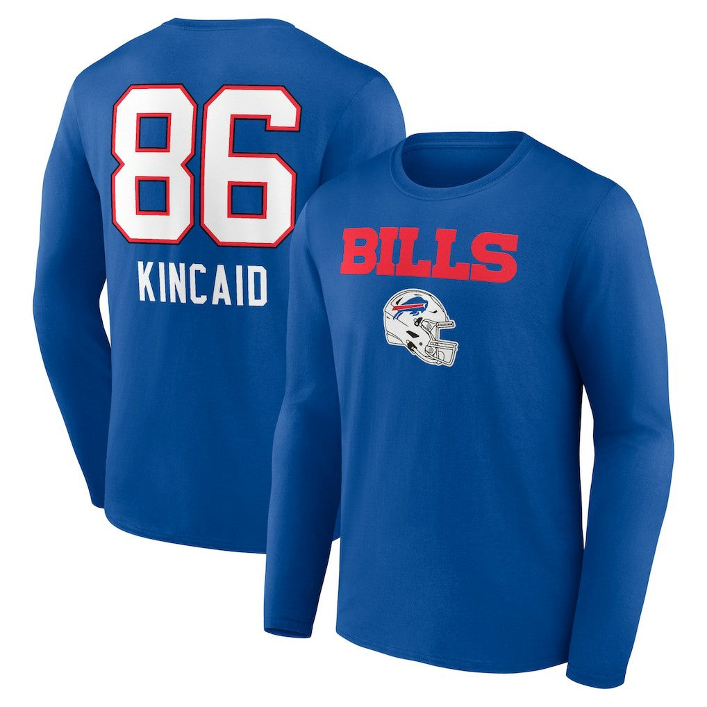 Dalton Kincaid Buffalo Bills Team Wordmark Player Name & Number Long Sleeve T-Shirt Royal