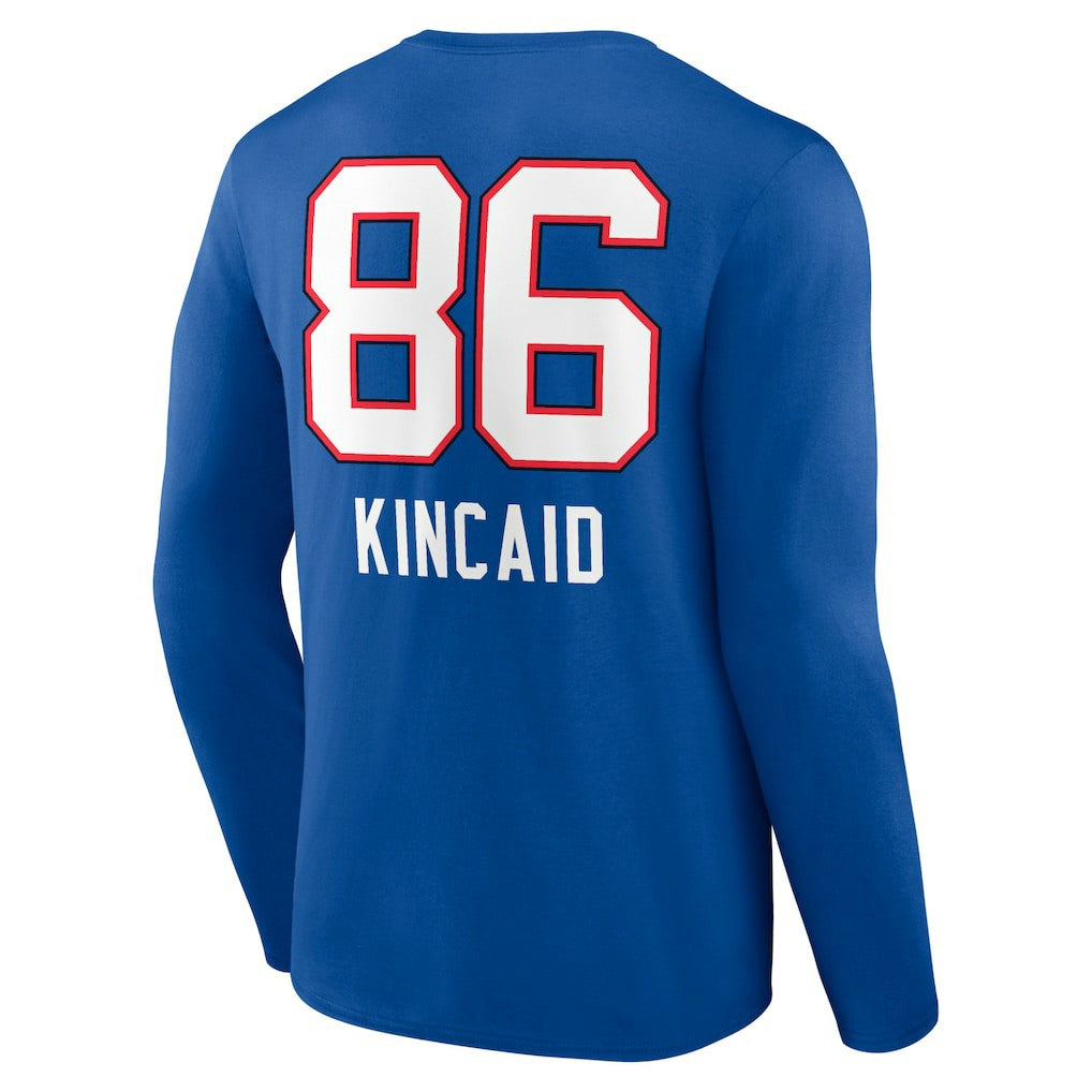 Dalton Kincaid Buffalo Bills Team Wordmark Player Name & Number Long Sleeve T-Shirt Royal