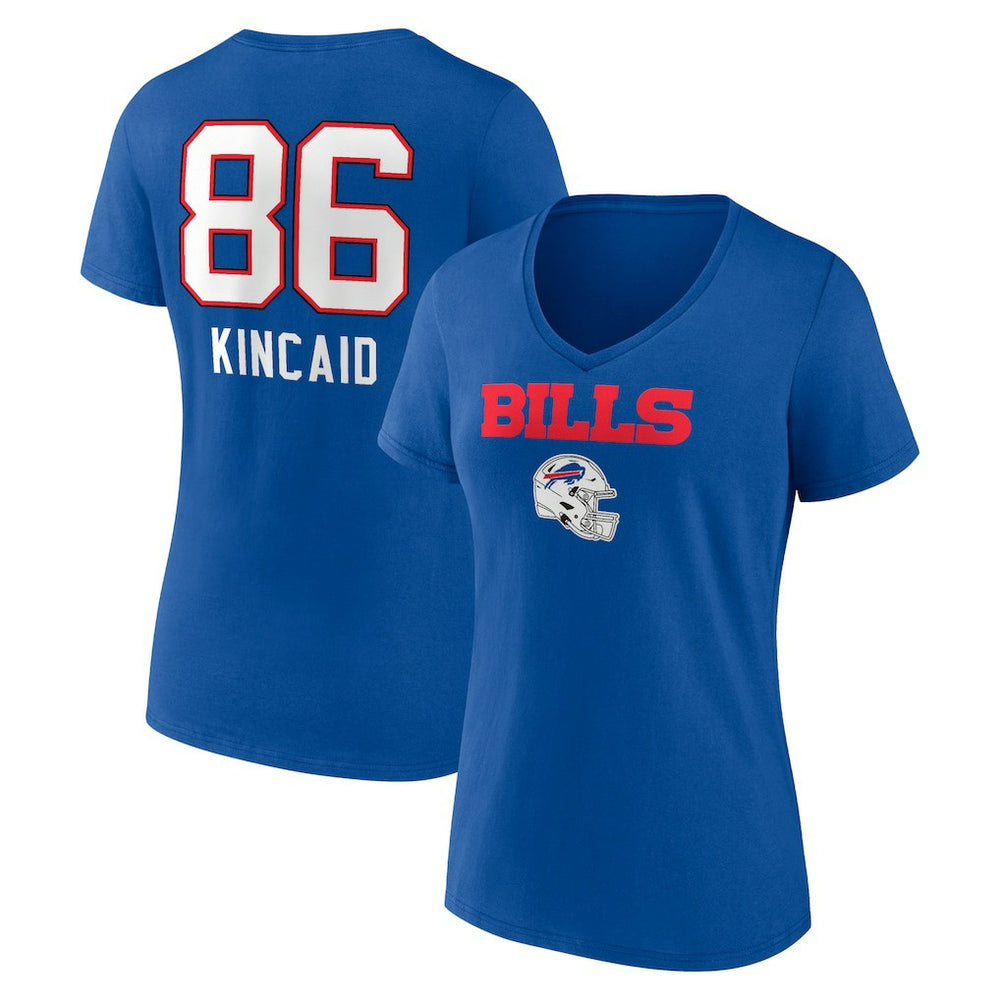 Dalton Kincaid Buffalo Bills Women's Team Wordmark Player Name & Number V-Neck T-Shirt Royal
