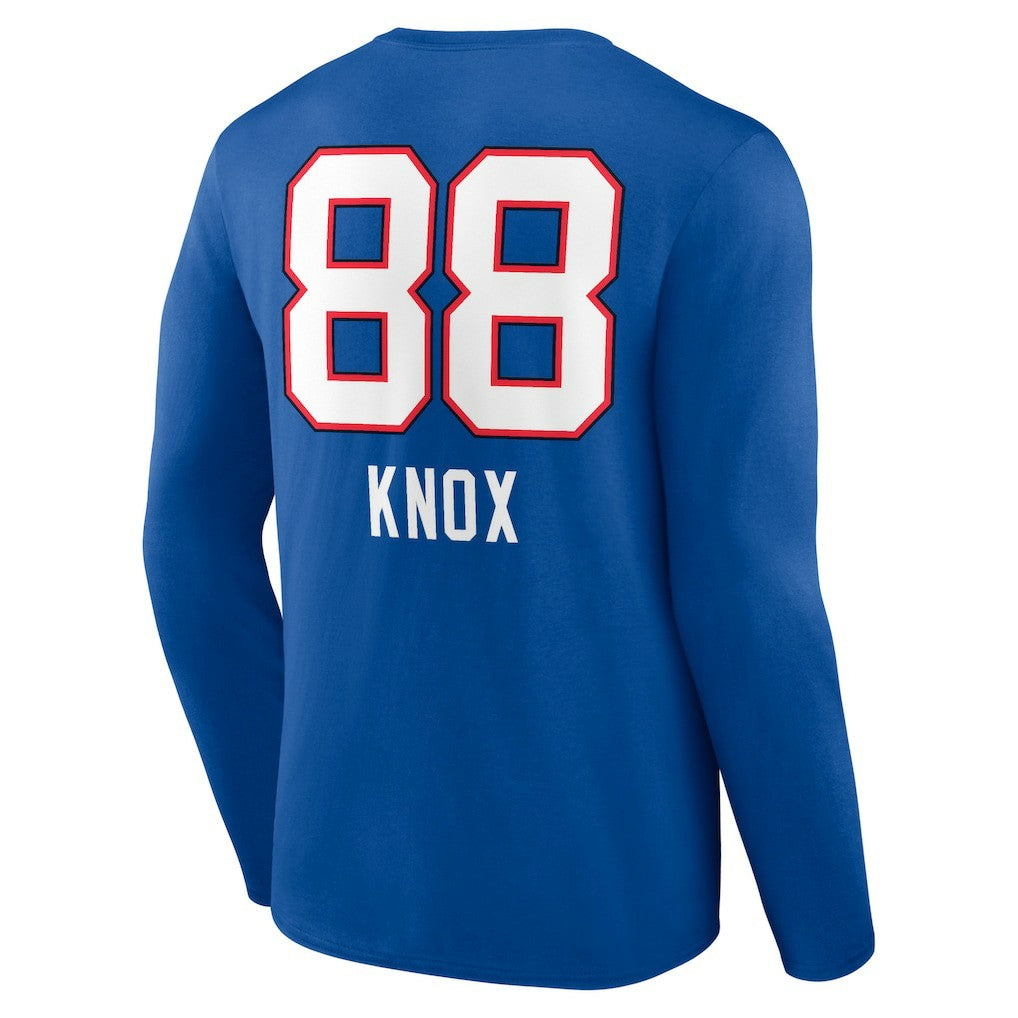 Dawson Knox Buffalo Bills Team Wordmark Player Name & Number Long Sleeve T-Shirt Royal