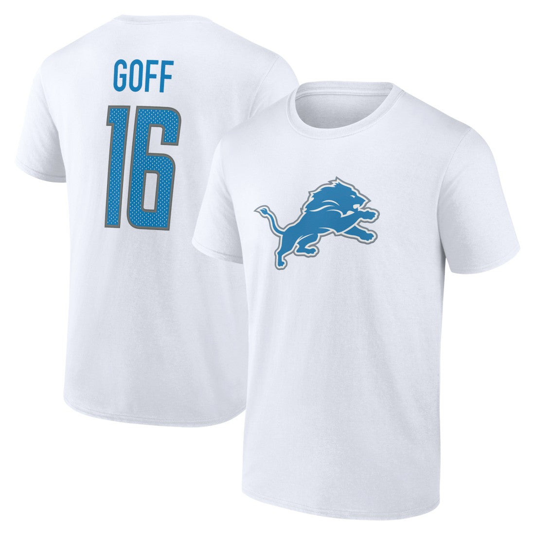 Jared Goff Detroit Lions Icon Player Name & Number T-Shirt White