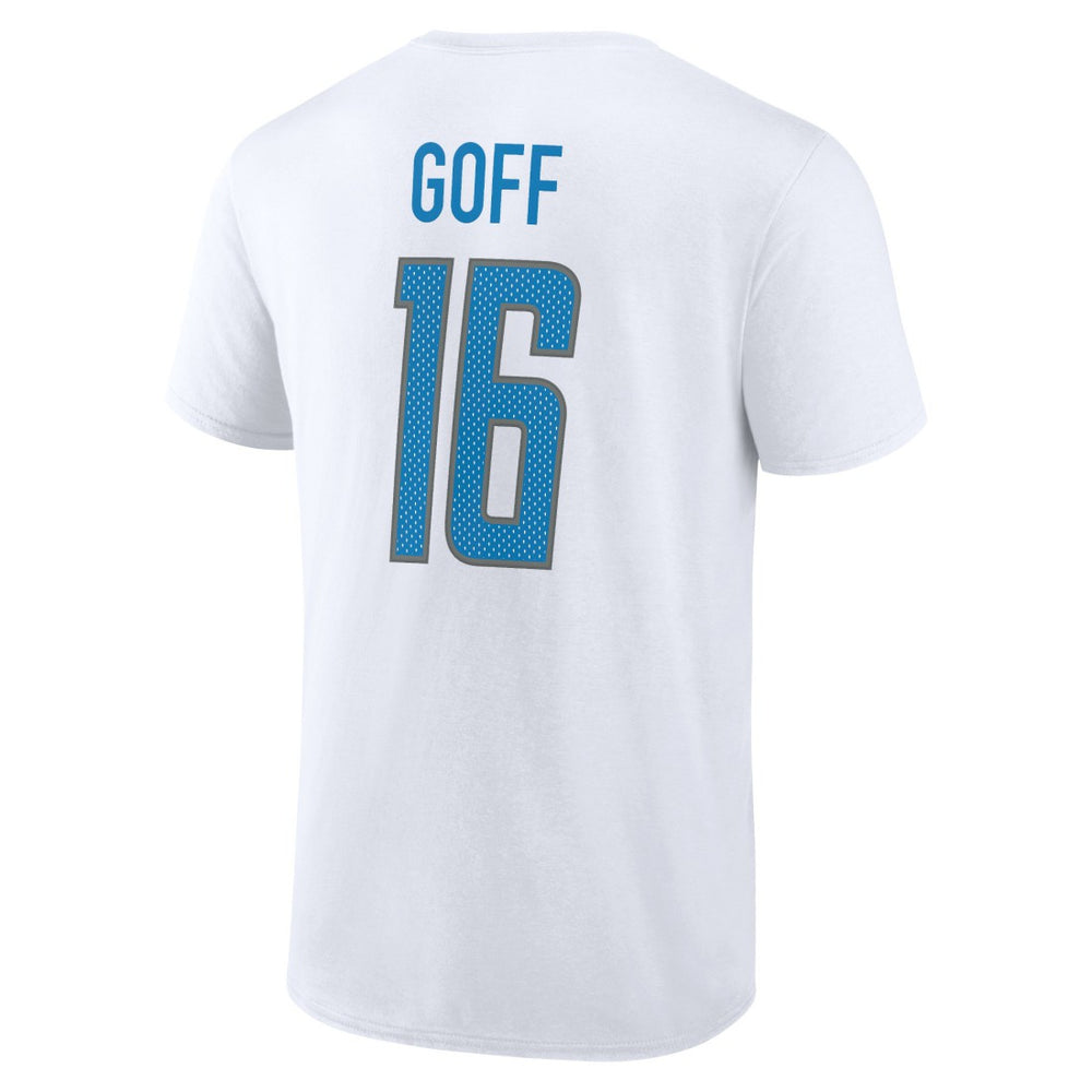 Jared Goff Detroit Lions Icon Player Name & Number T-Shirt White