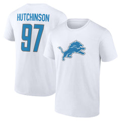 Aidan Hutchinson Detroit Lions Icon Player Name & Number T-Shirt White