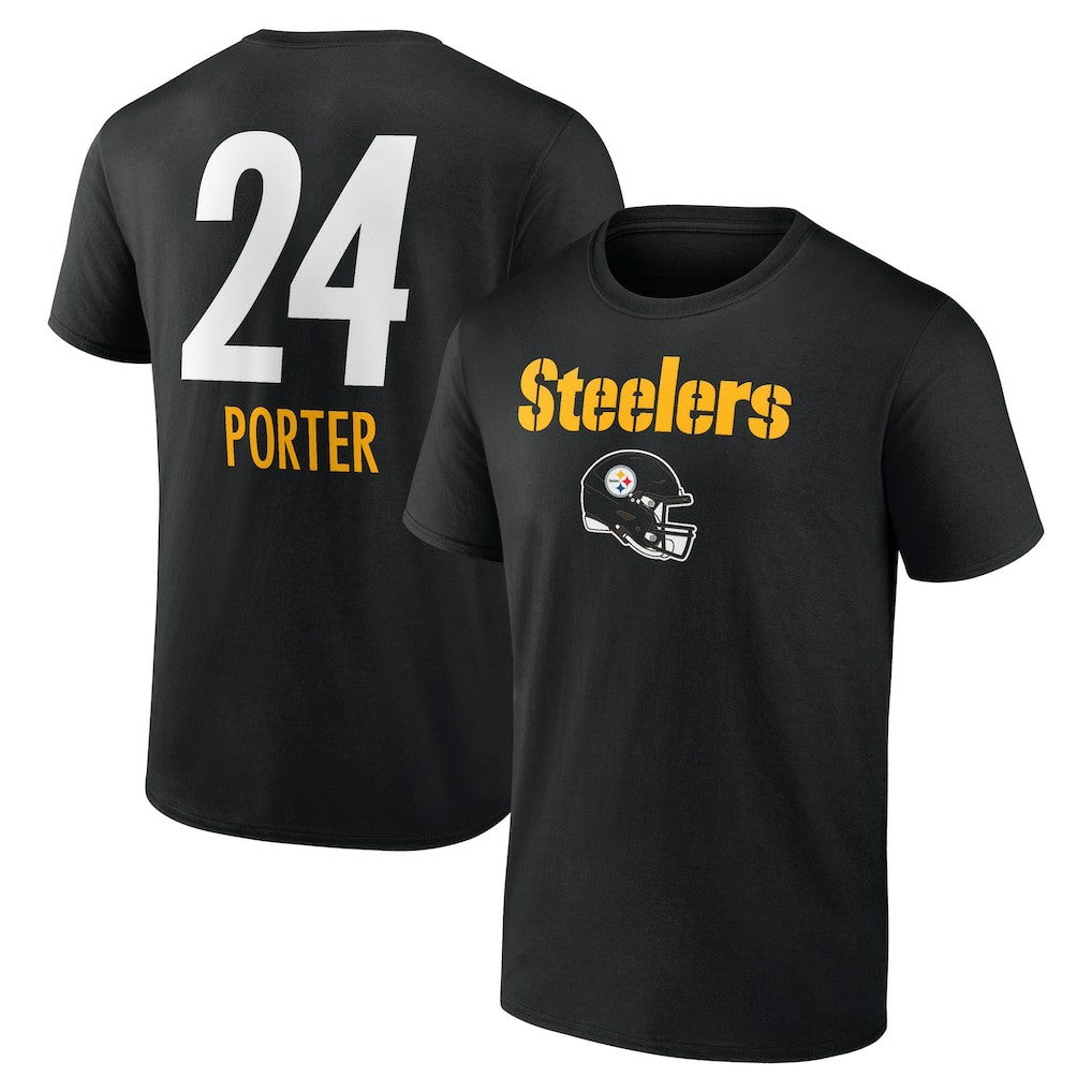 Joey Porter Jr. Pittsburgh Steelers Team Wordmark Player Name & Number T-Shirt Black