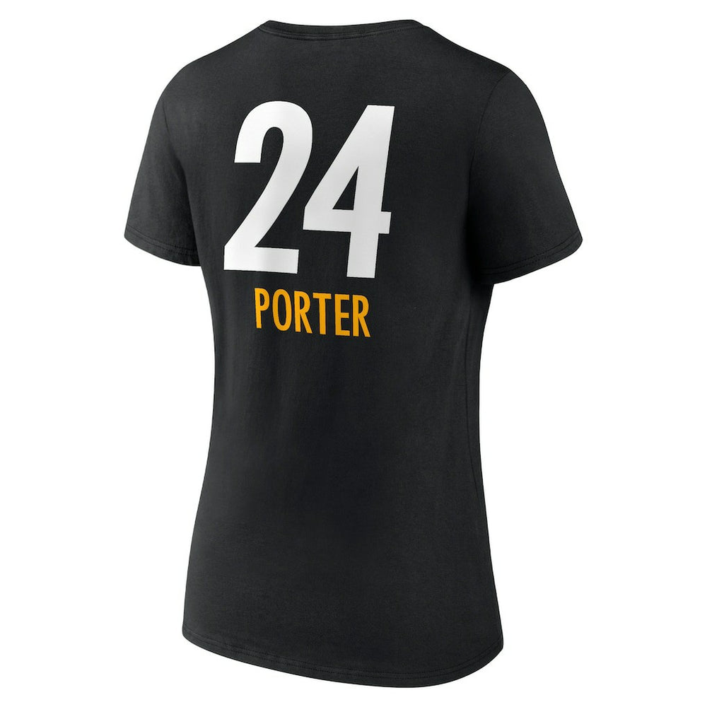 Joey Porter Jr. Pittsburgh Steelers Women's Team Wordmark Player Name & Number V-Neck T-Shirt Black