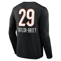 Cam Taylor-Britt Cincinnati Bengals Team Wordmark Player Name & Number Long Sleeve T-Shirt Black