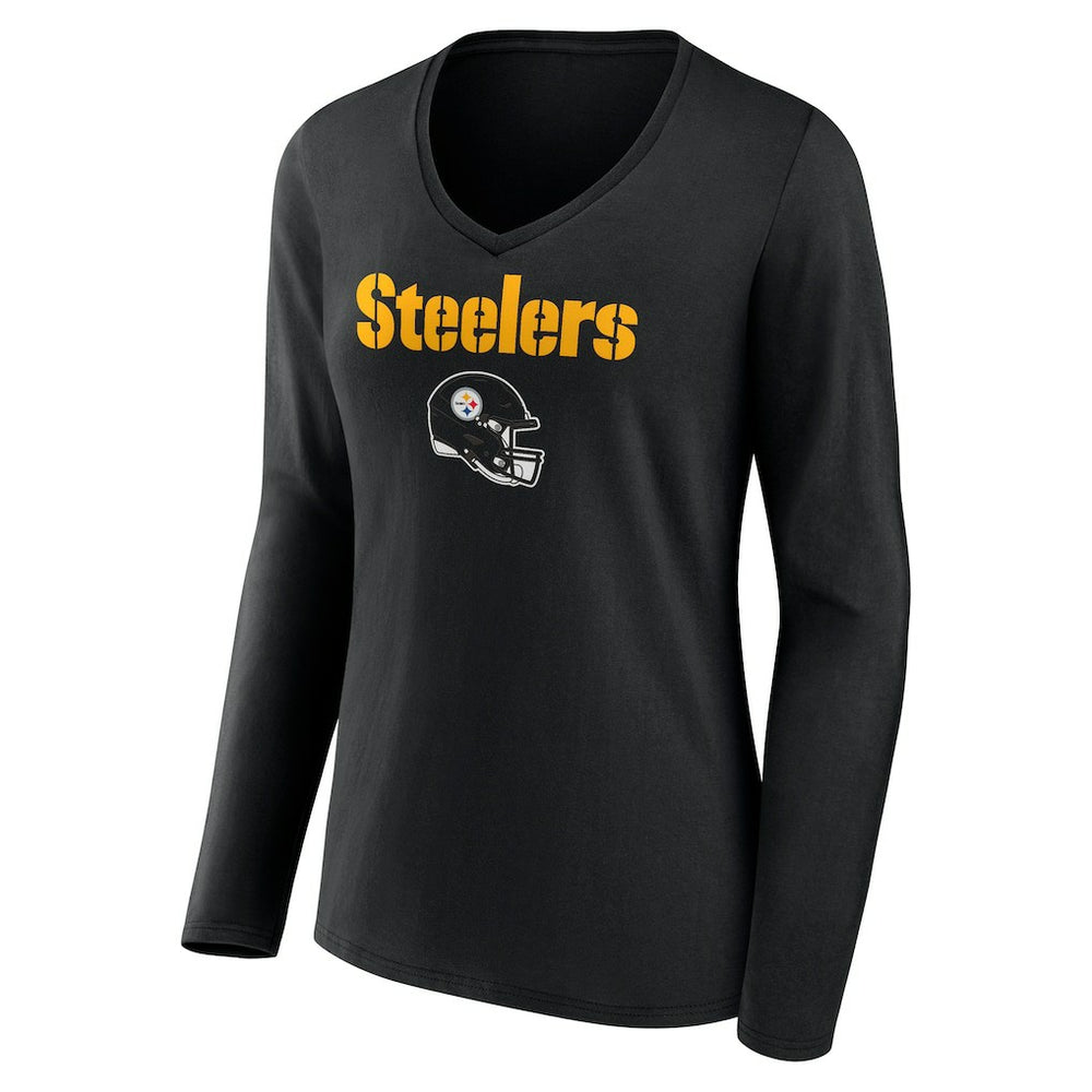 Alex Highsmith Pittsburgh Steelers Women's Team Wordmark Player Name & Number Long Sleeve V-Neck T-Shirt Black