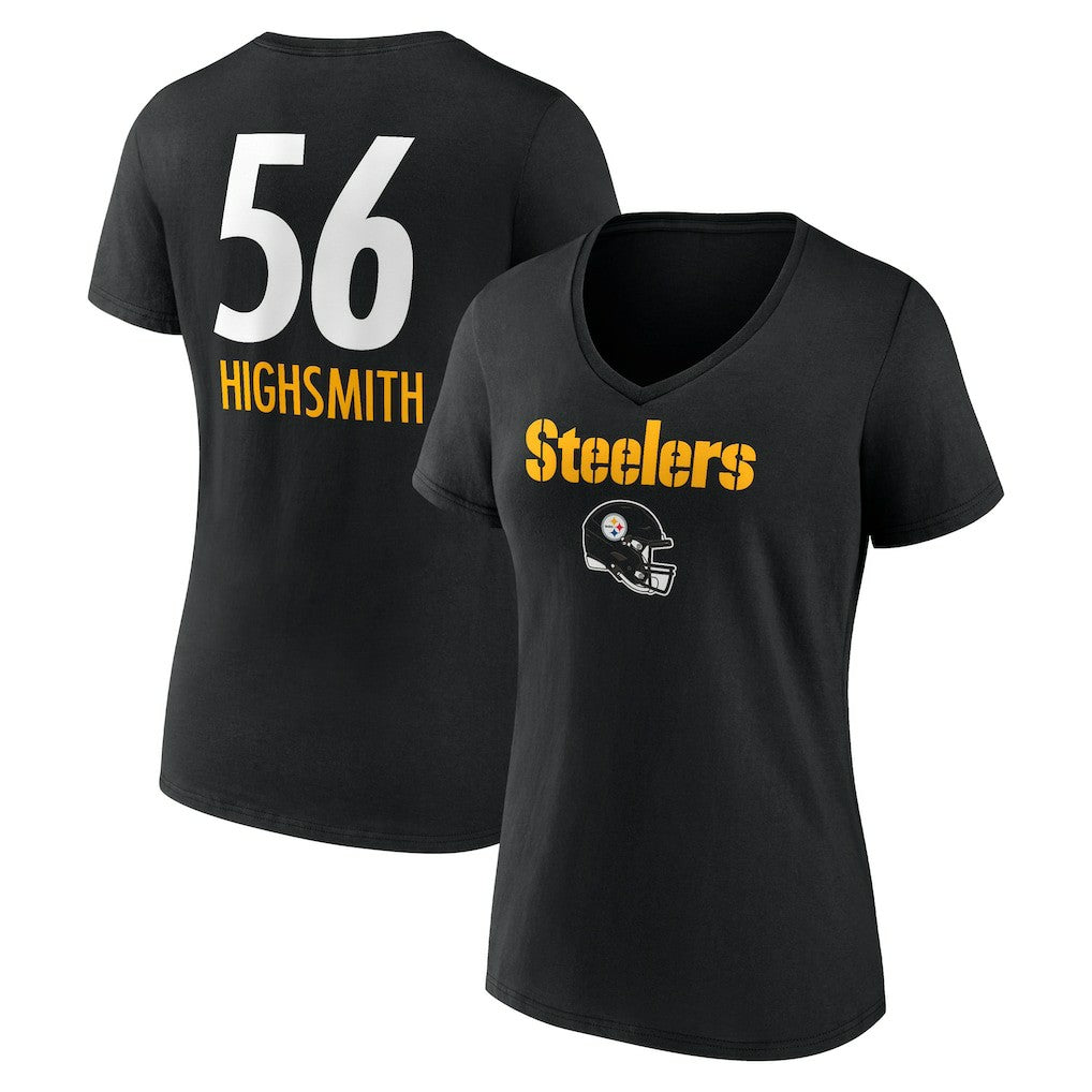 Alex Highsmith Pittsburgh Steelers Women's Team Wordmark Player Name & Number V-Neck T-Shirt Black