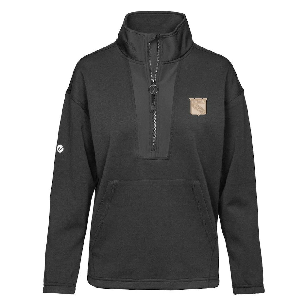 NHL New York Rangers Levelwear Women's Await Quarter-Zip Pullover Top - Black