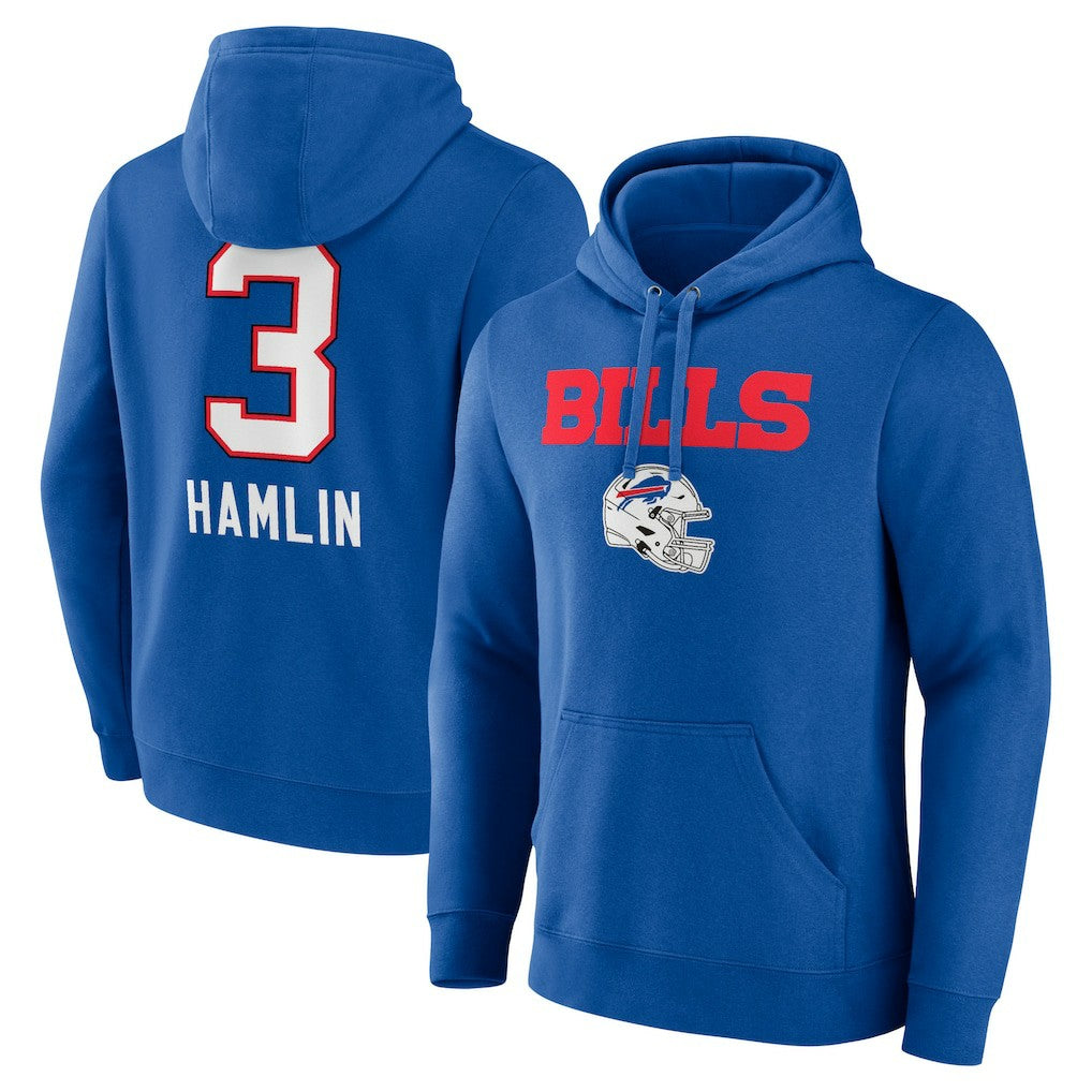 Damar Hamlin Buffalo Bills Team Wordmark Player Name & Number Pullover Hoodie Royal