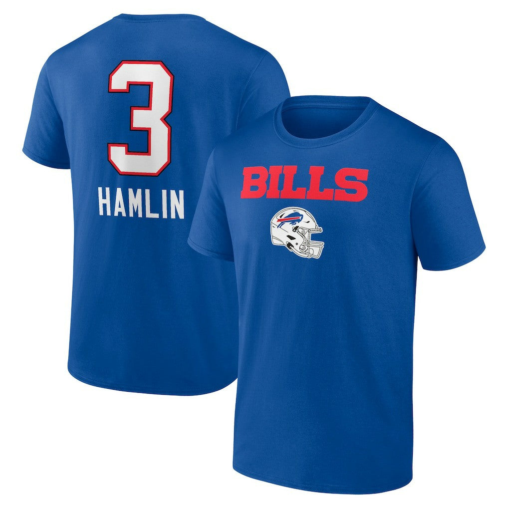 Damar Hamlin Buffalo Bills Team Wordmark Player Name & Number T-Shirt Royal