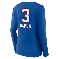 Damar Hamlin Buffalo Bills Women's Team Wordmark Player Name & Number Long Sleeve V-Neck T-Shirt Royal