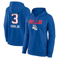 Damar Hamlin Buffalo Bills Women's Team Wordmark Player Name & Number Pullover Hoodie Royal