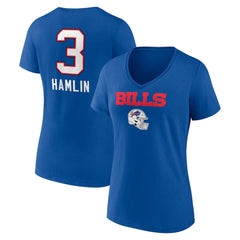 Damar Hamlin Buffalo Bills Women's Team Wordmark Player Name & Number V-Neck T-Shirt Royal