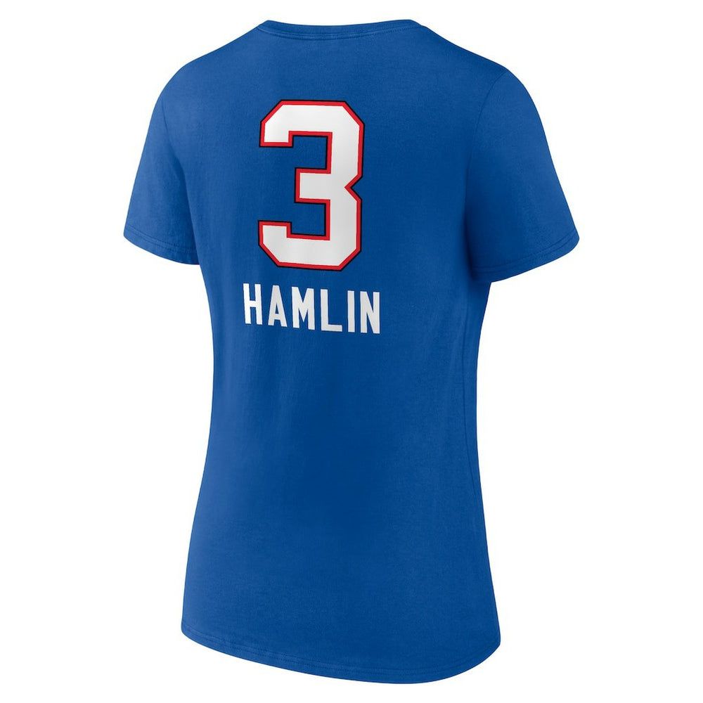 Damar Hamlin Buffalo Bills Women's Team Wordmark Player Name & Number V-Neck T-Shirt Royal